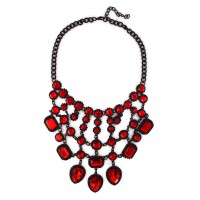 Ruby Red Gemstone Cascade Bib Necklace